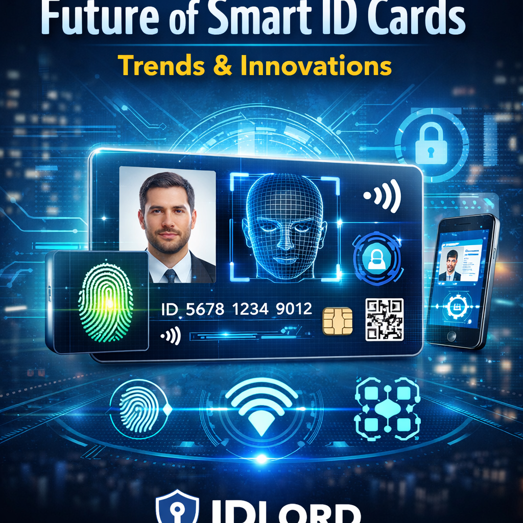 futuristic smart ID card with biometric, NFC, and digital identity technology by IDLord
