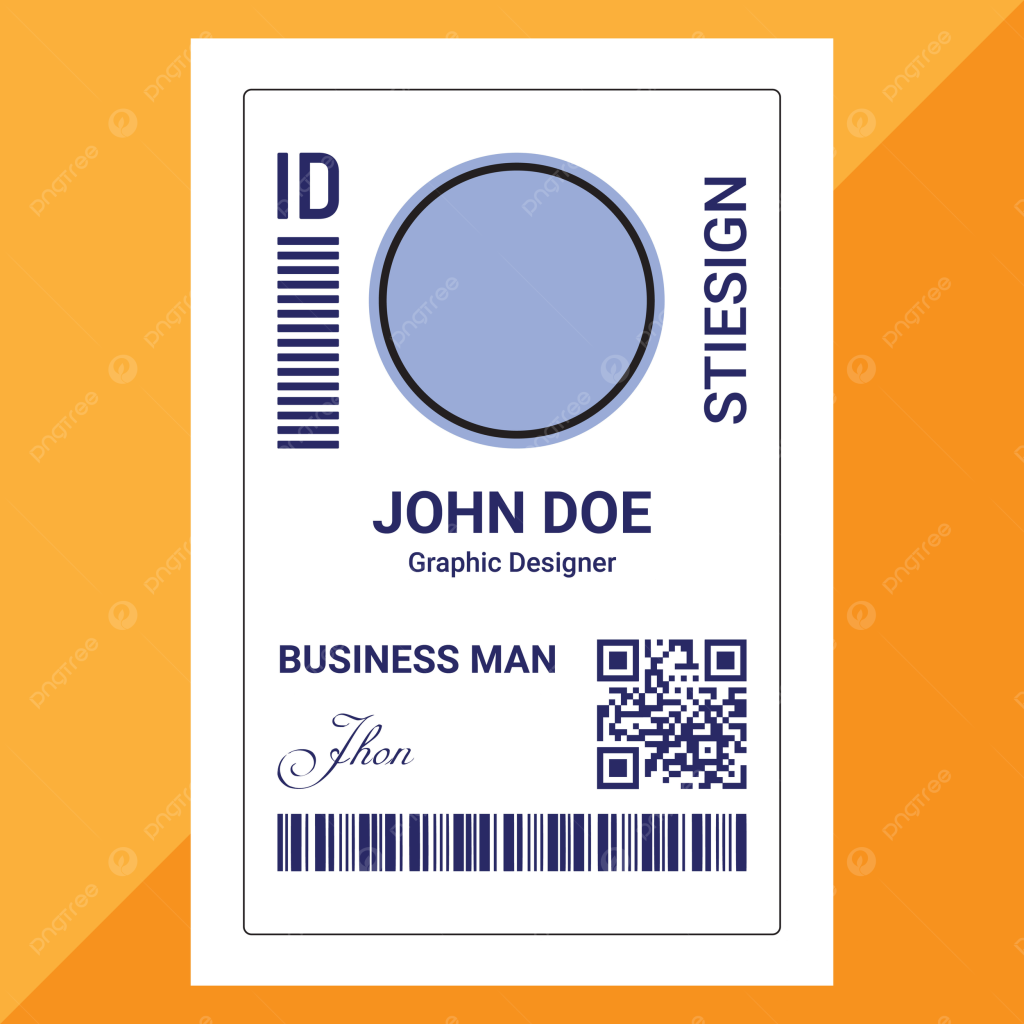 Professional ID card design with photo, barcode, and company branding